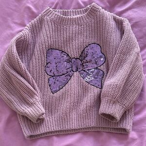 H&M Kids Sweater in Lavender with Purple Bow